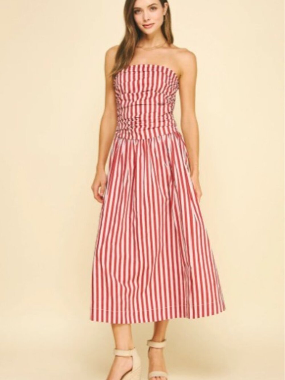 Avara Nautical Strapless Midi Dress Large NWT